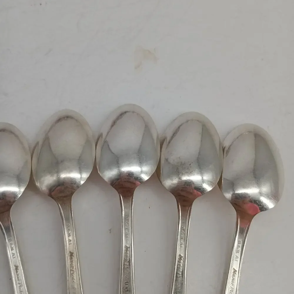 8X Tsp Vtg Manor Plate Triple Rose Rosedale Teaspoons Silverplate